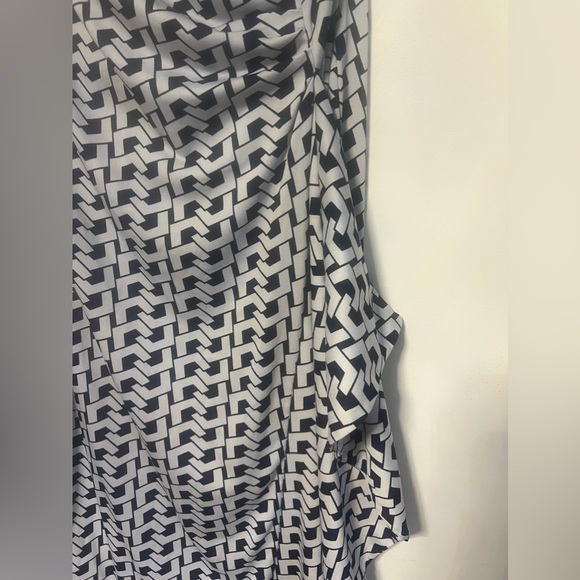 Peach Velvet Sleeveless Wrap Ruched Geometric Sheath Dress Sz14 Stretch - Picture 11 of 13